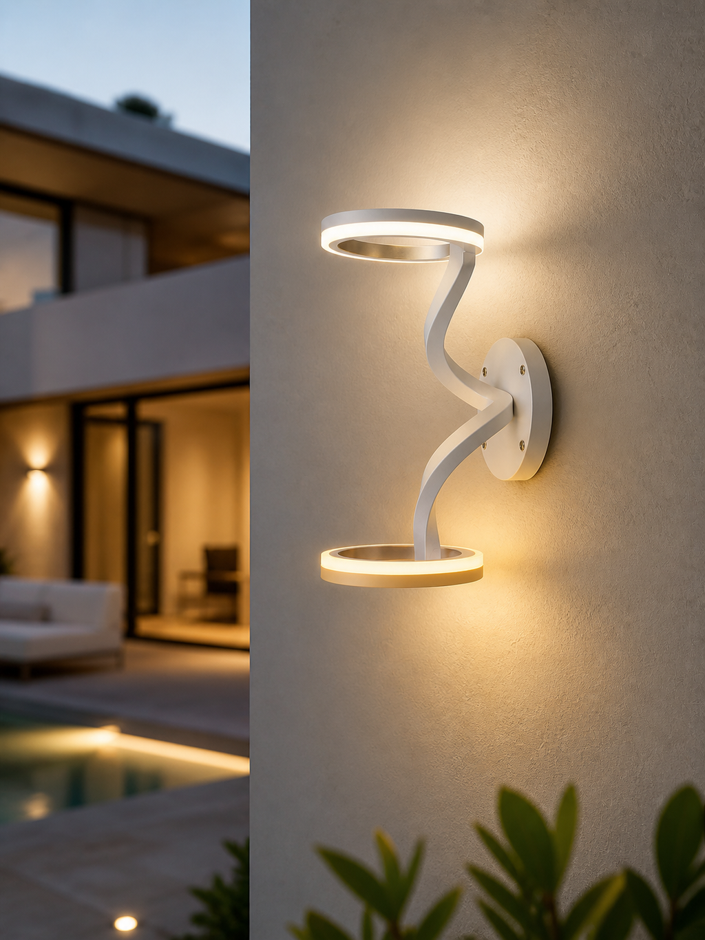 Buiten Wandlamp met Gedraaide Dubbele Lichtstructuur