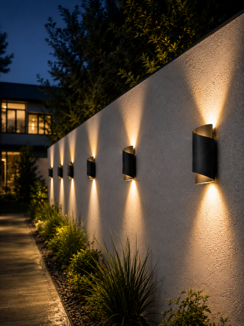 Buiten Wandlamp met Gebogen Metaalstructuur
