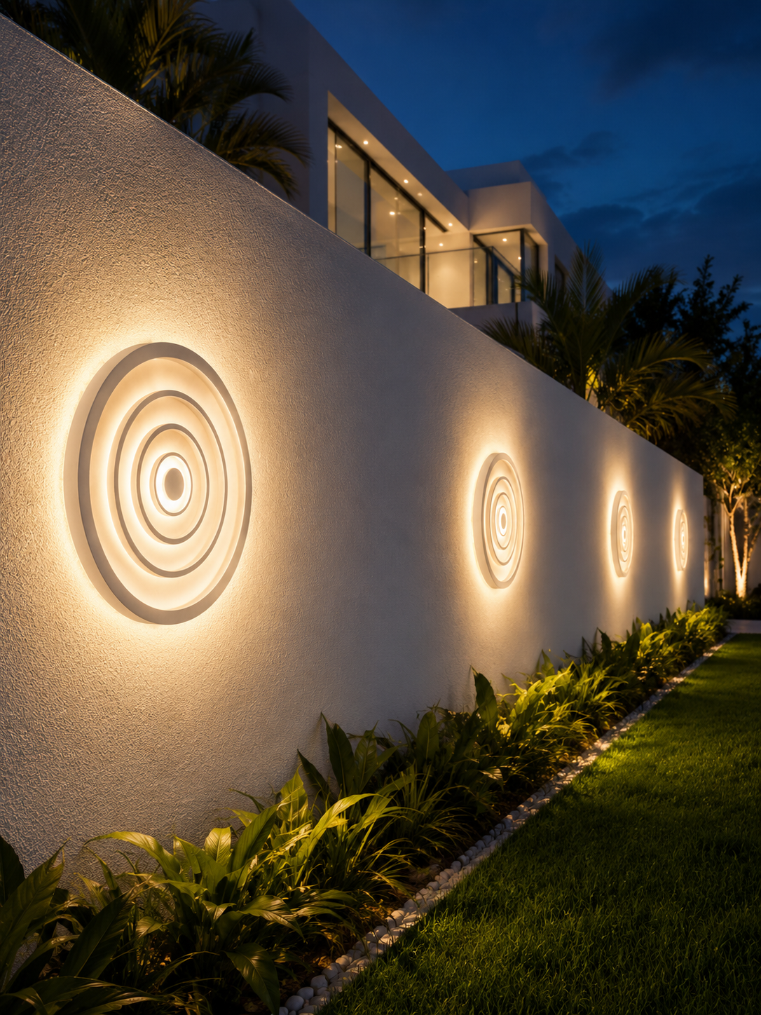 Ronde Buiten Wandlamp met Gelaagd Cirkelontwerp