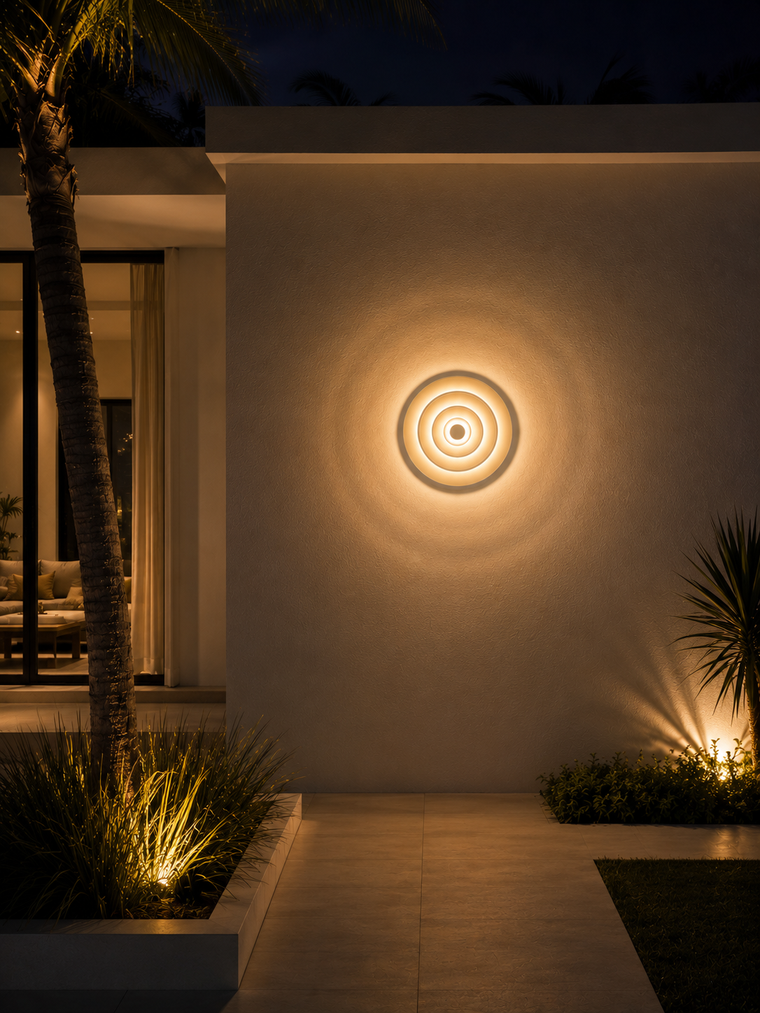 Ronde Buiten Wandlamp met Gelaagd Cirkelontwerp