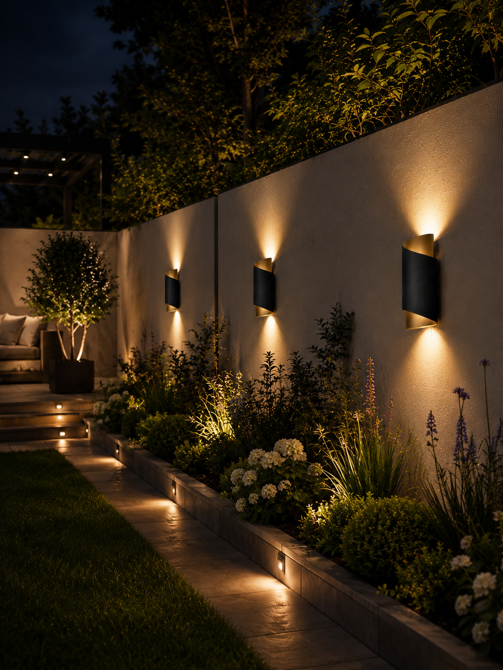 Buiten Wandlamp met Gebogen Metaalstructuur