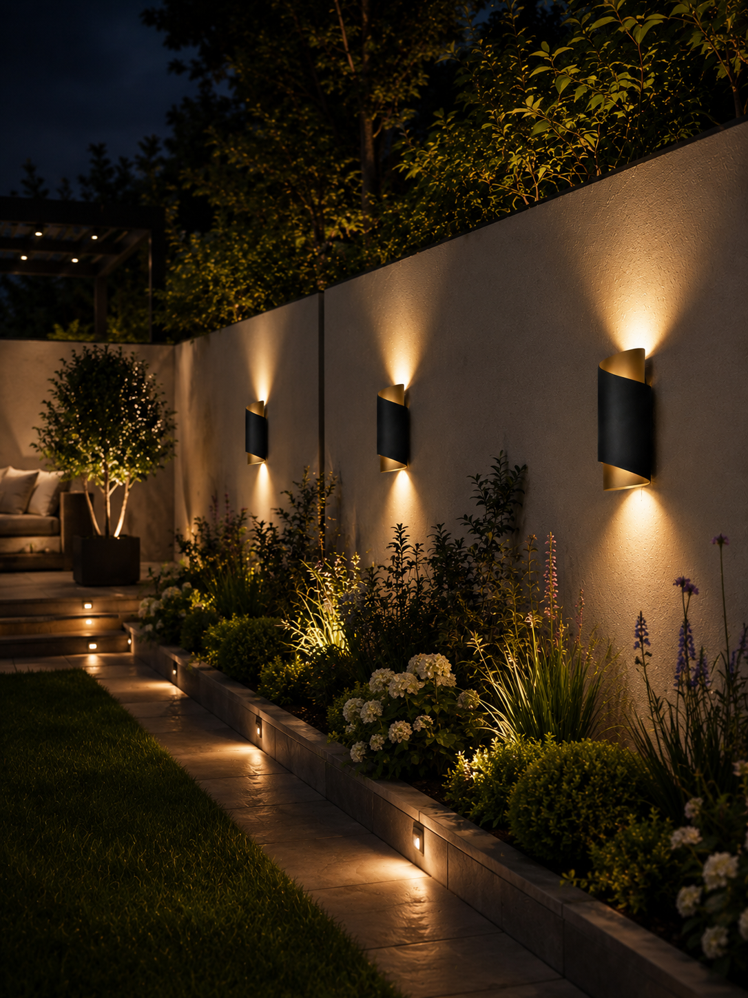 Buiten Wandlamp met Gebogen Metaalstructuur