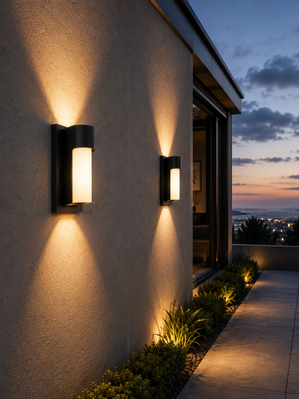 Buiten Wandlamp met Gebogen Bovenkap en Matte Diffuser