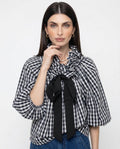 Oversized Katoenen Blouse met Ruches en Lantaarnmouwen