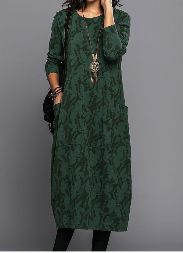 Midi Jurk met Lange Mouwen (Dames)