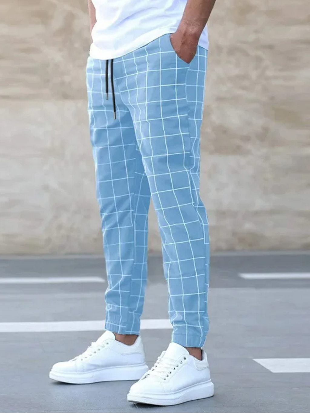 Geruite Joggingbroek Van Katoen Mix (Heren)