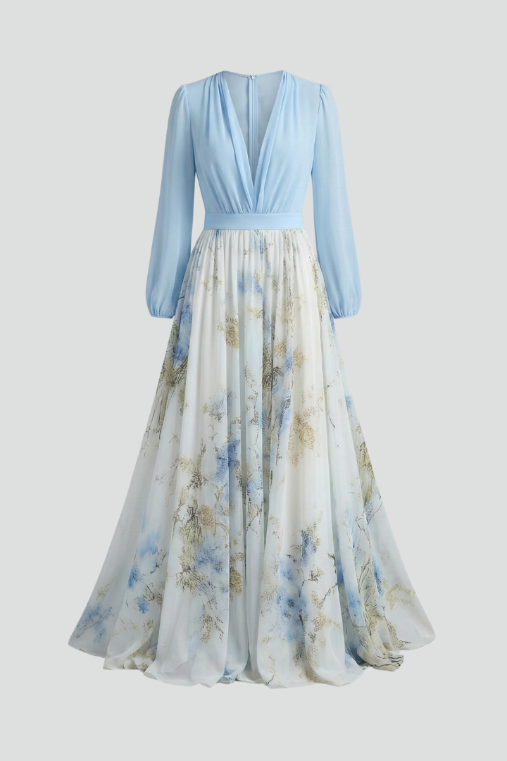 Elegante Maxi Jurk Met V-hals (Dames)