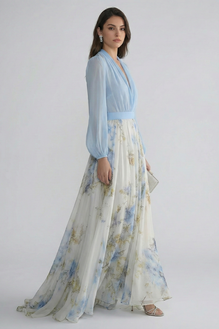 Elegante Maxi Jurk Met V-hals (Dames)