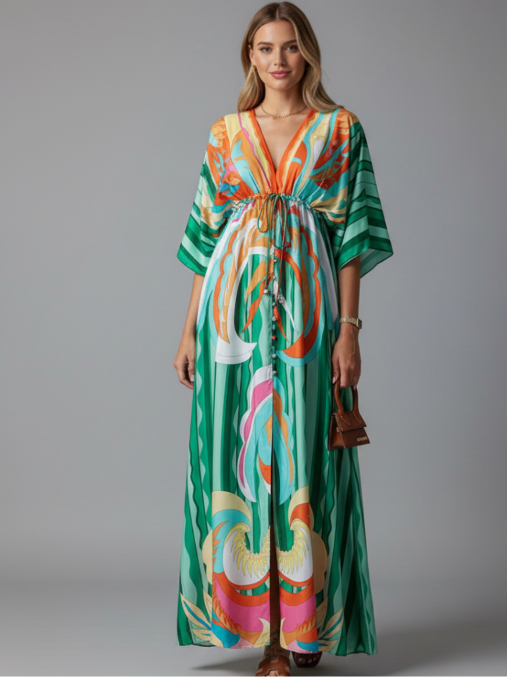Elegante Maxi Jurk Zomer met V-hals (Dames)