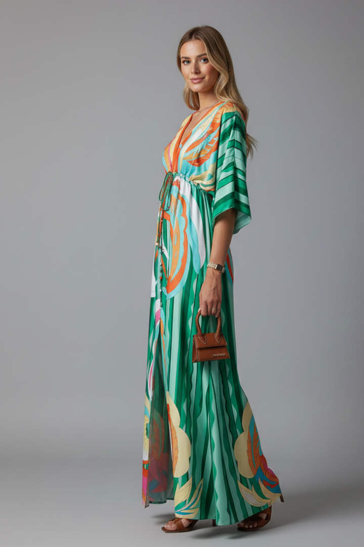 Elegante Maxi Jurk Zomer met V-hals (Dames)