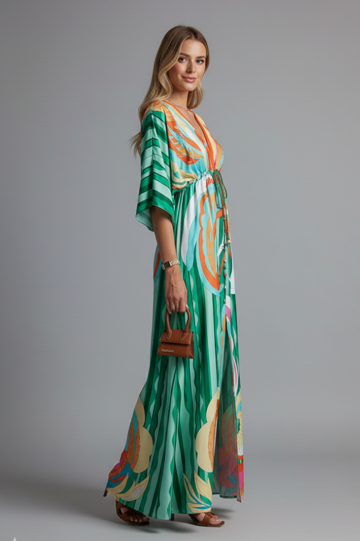 Elegante Maxi Jurk Zomer met V-hals (Dames)
