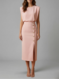 Elegante Midi-Jurk Dames met Ronde Hals (Dames)