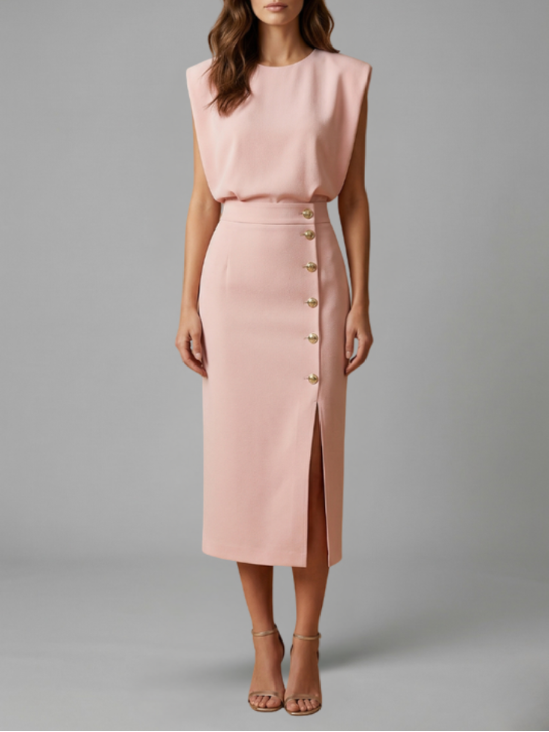 Elegante Midi-Jurk Dames met Ronde Hals (Dames)