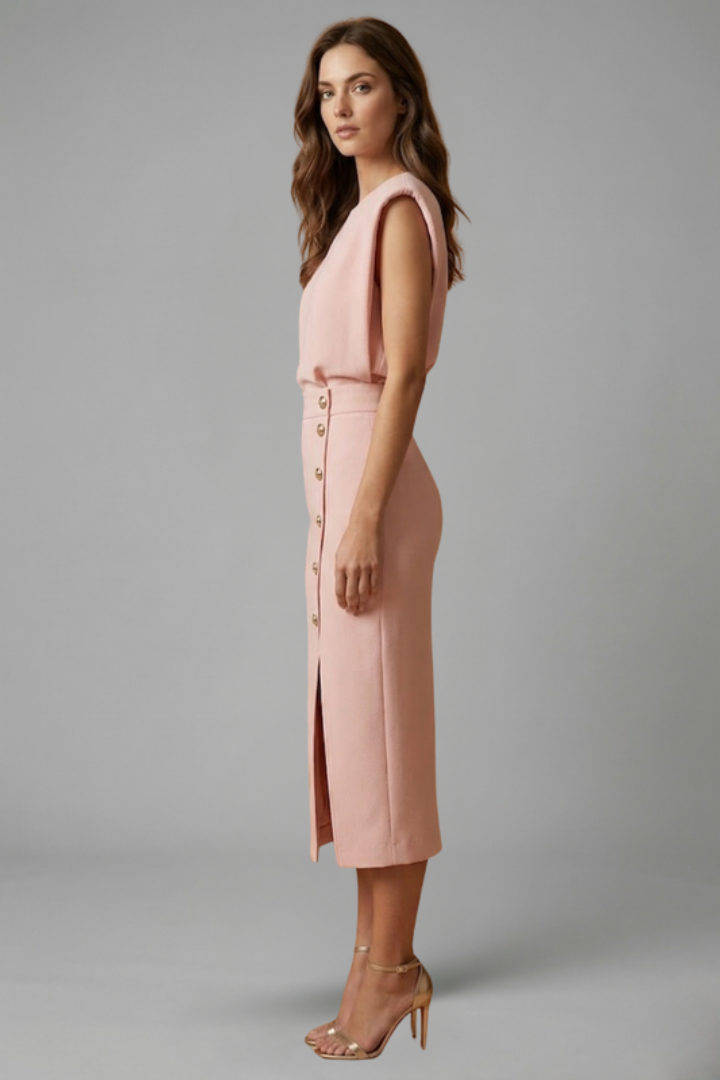 Elegante Midi-Jurk Dames met Ronde Hals (Dames)