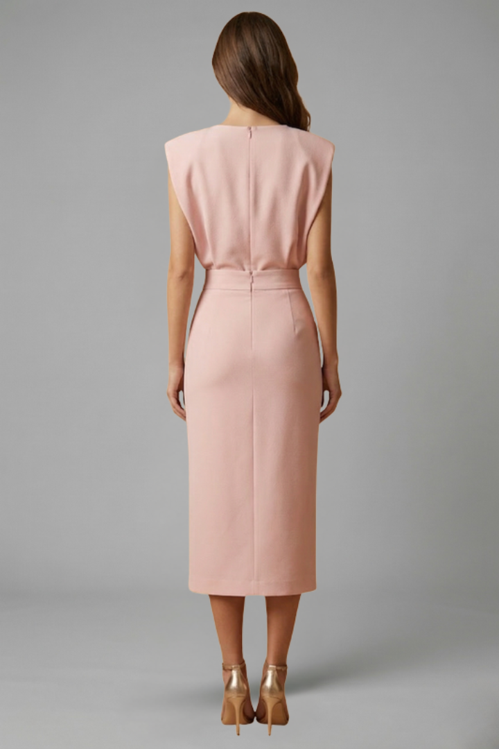 Elegante Midi-Jurk Dames met Ronde Hals (Dames)