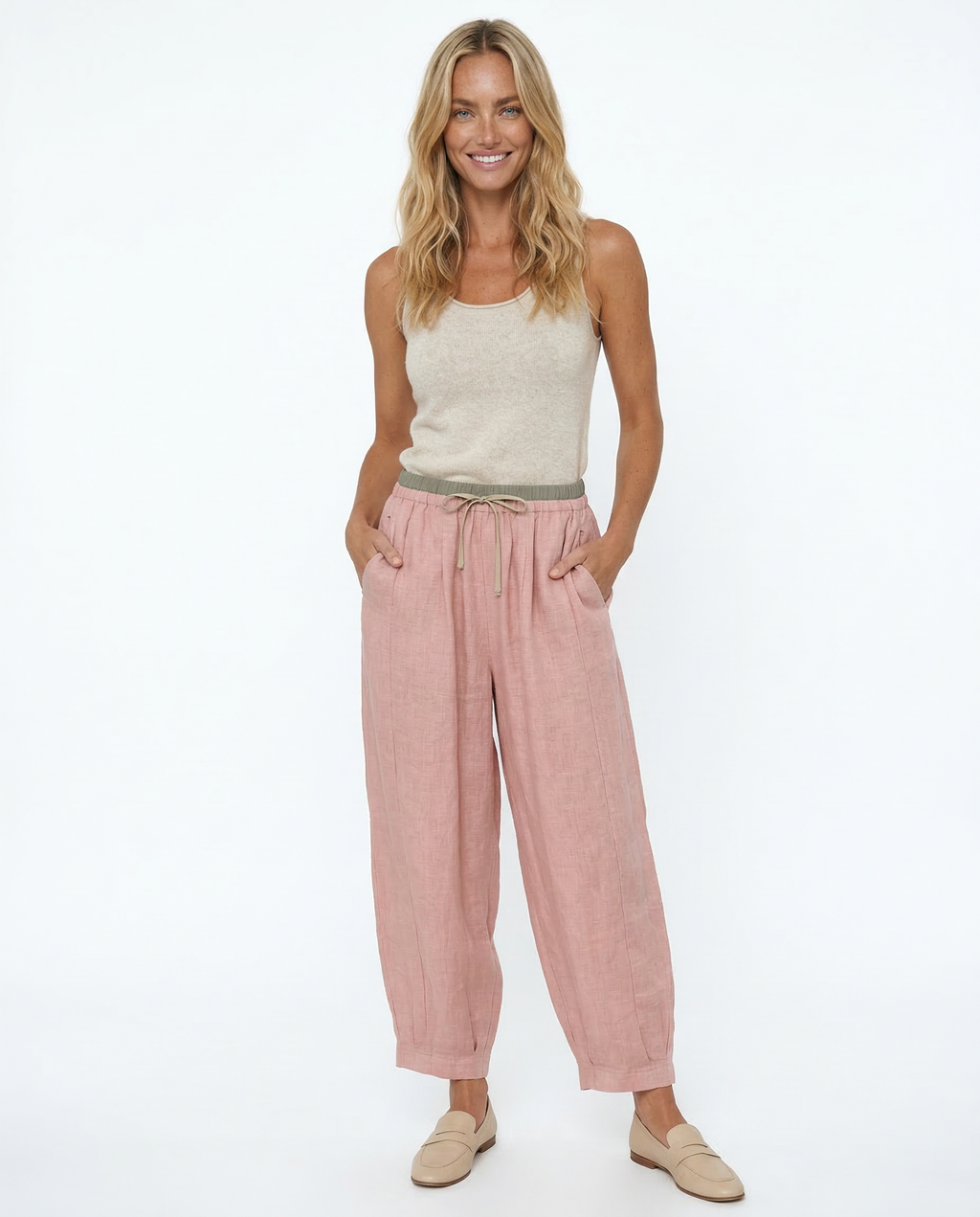 Linnen Broek met Ontspannen Pasvorm (Dames)
