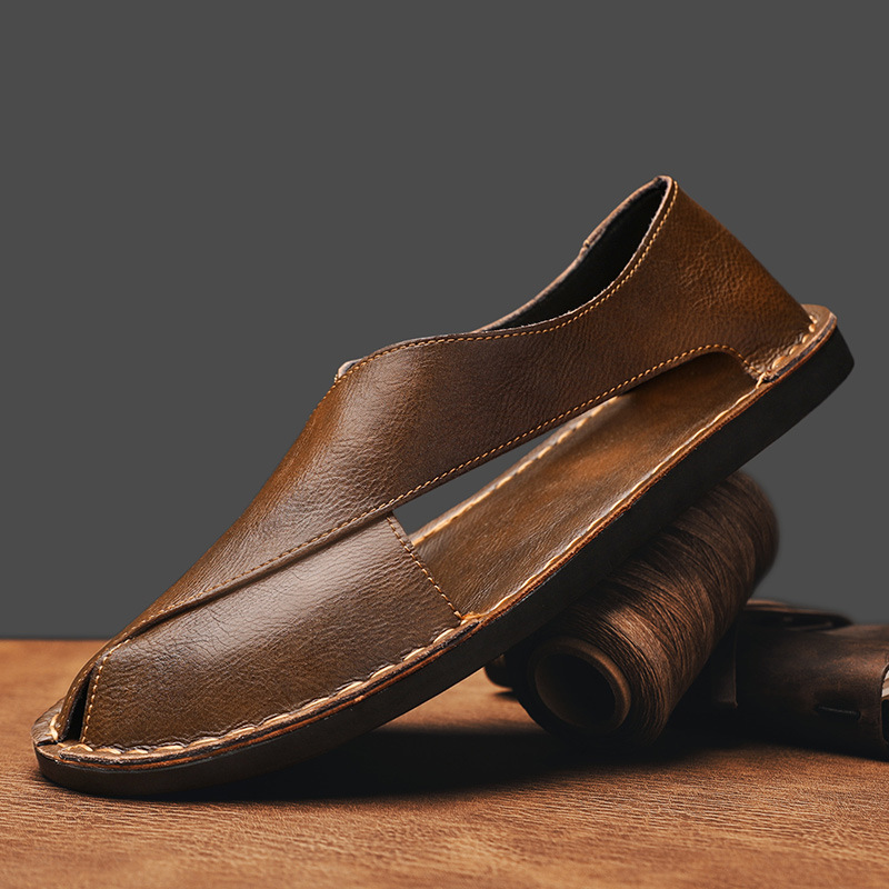 Italiaanse Leren Comfort Sandalen met Ademend Ontwerp (Heren)