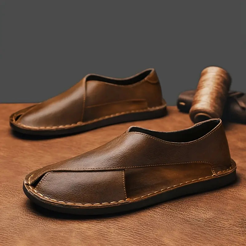 Italiaanse Leren Comfort Sandalen met Ademend Ontwerp (Heren)