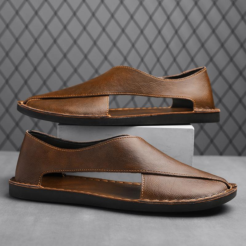 Italiaanse Leren Comfort Sandalen met Ademend Ontwerp (Heren)