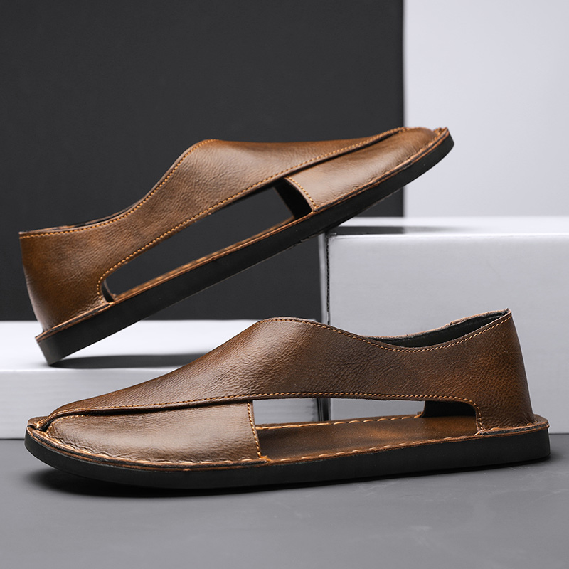 Italiaanse Leren Comfort Sandalen met Ademend Ontwerp (Heren)