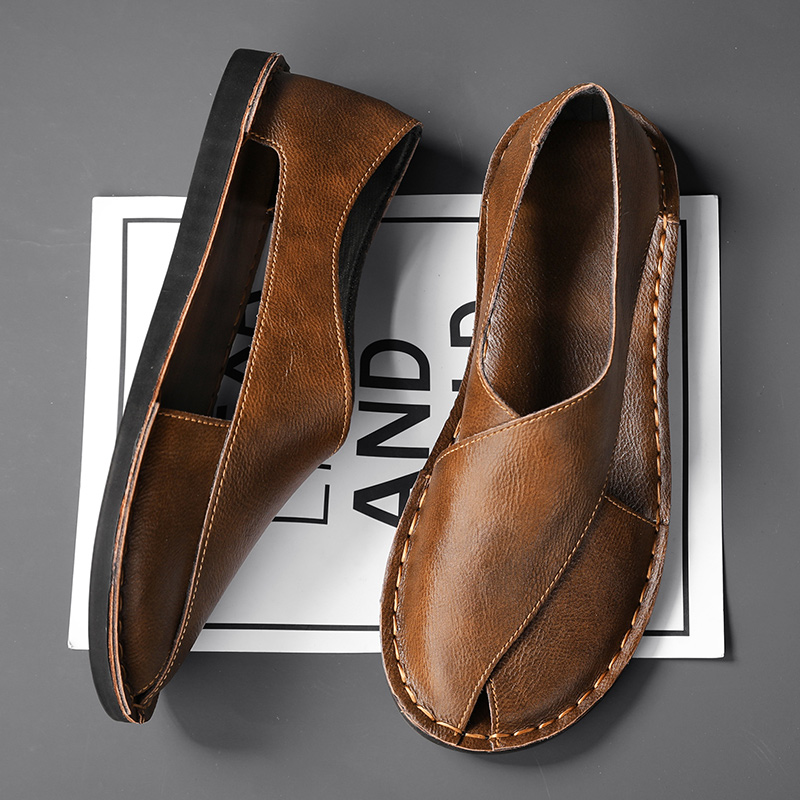 Italiaanse Leren Comfort Sandalen met Ademend Ontwerp (Heren)
