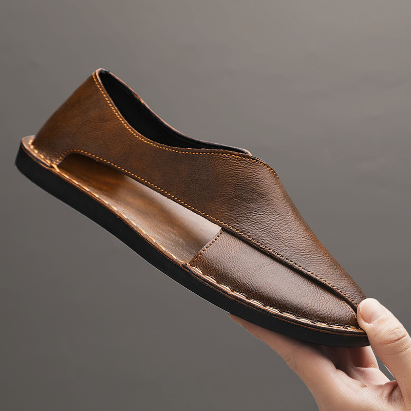 Italiaanse Leren Comfort Sandalen met Ademend Ontwerp (Heren)