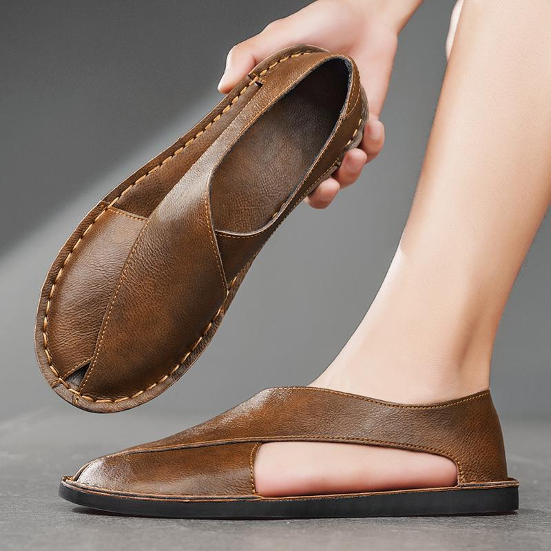 Italiaanse Leren Comfort Sandalen met Ademend Ontwerp (Heren)