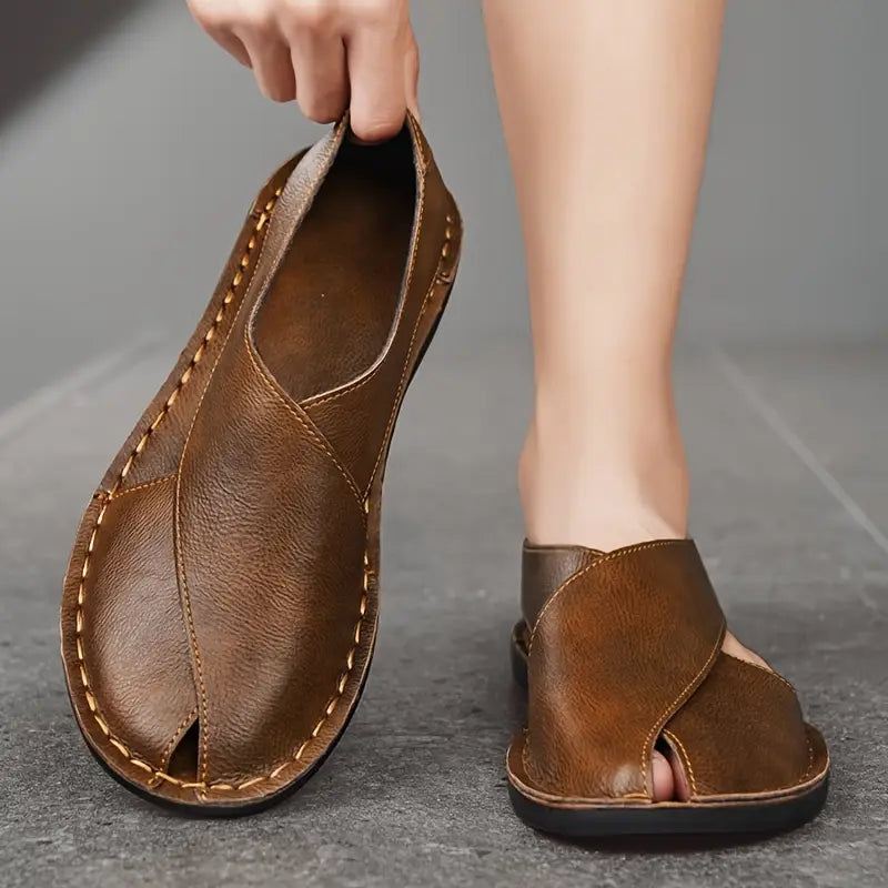 Italiaanse Leren Comfort Sandalen met Ademend Ontwerp (Heren)