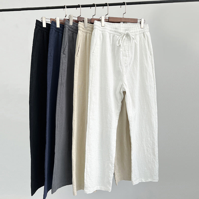 Linen Blend Comfy Pants - Lightweight Breathable Fabric with Elastic Waist 0