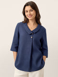 Linnen Blouse met Asymmetrische Kraag