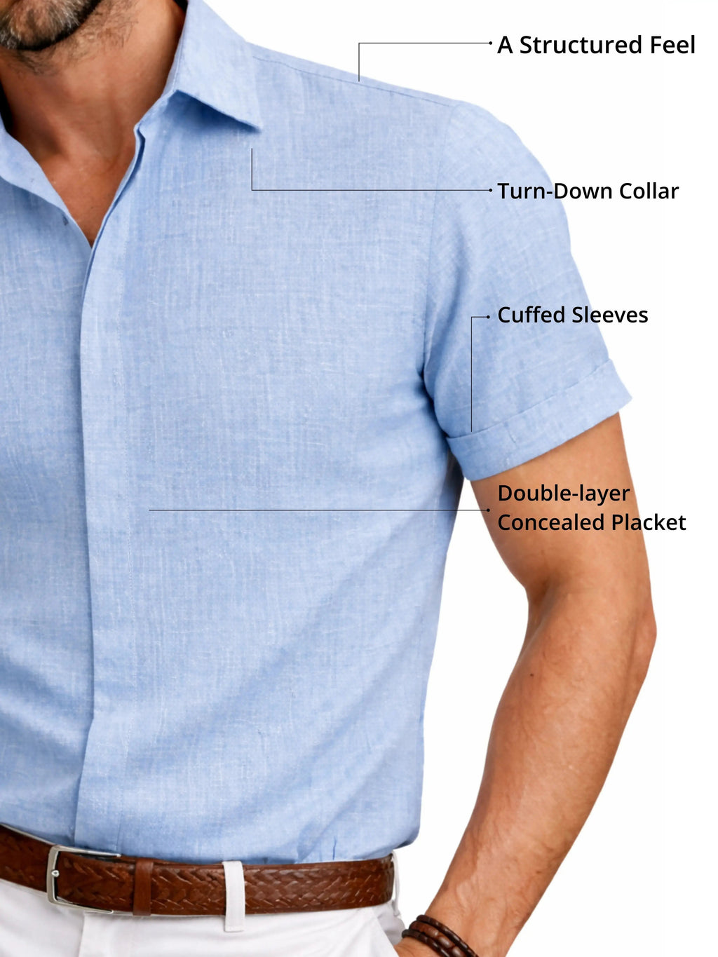 Linnen Katoenmix Overhemd Slim Fit (Heren)