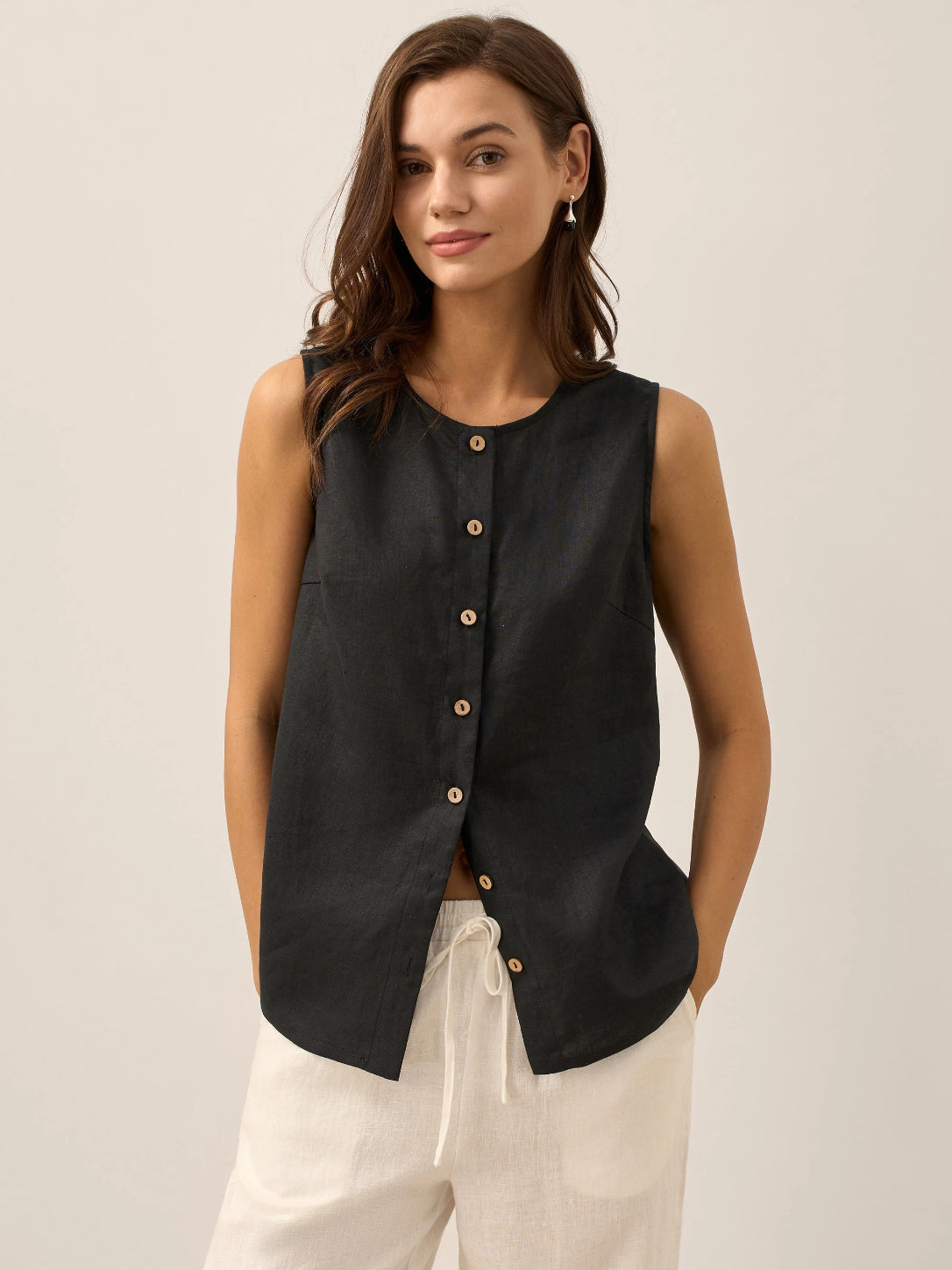Linnen Mouwloze Tanktop (Dames)