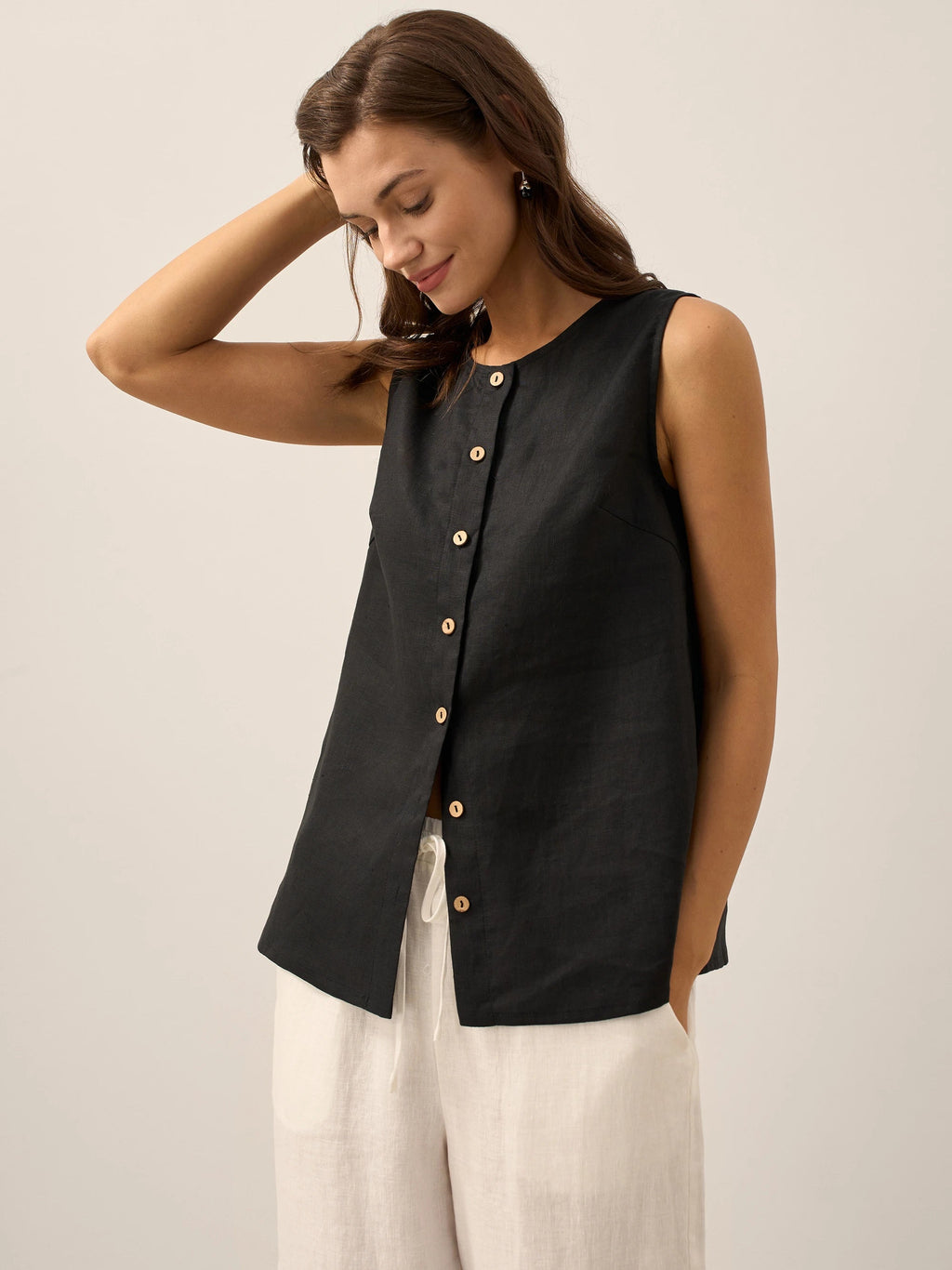 Linnen Mouwloze Tanktop (Dames)