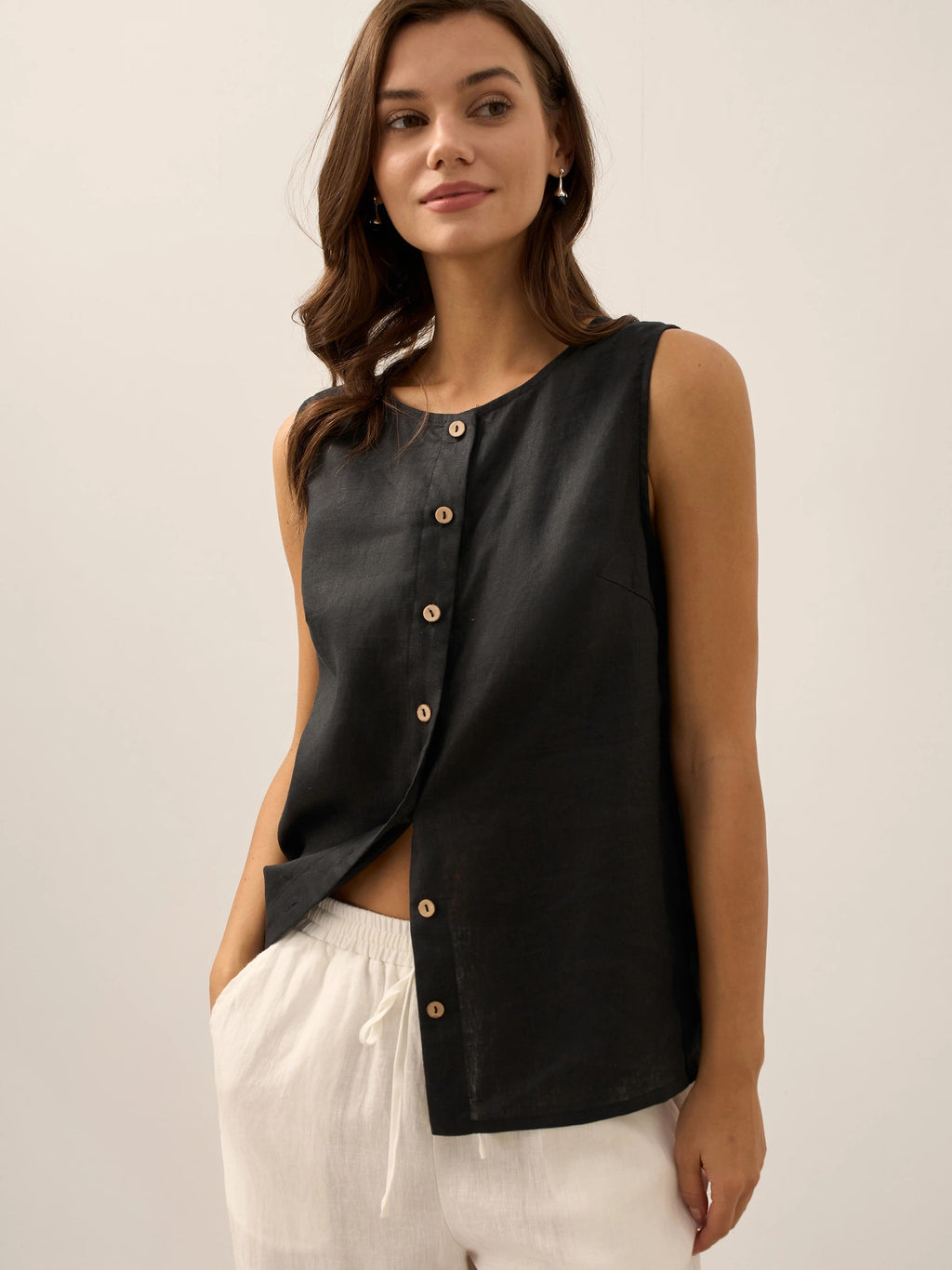 Linnen Mouwloze Tanktop (Dames)