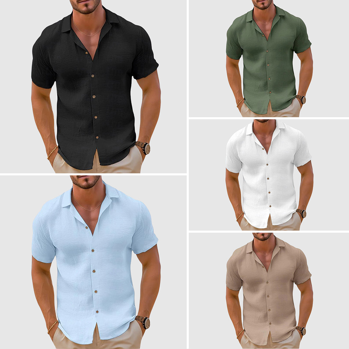Lorenzo Vitali - Casual Premium Cotton-Linen Blend Men's Shirt for Versatile Style 5