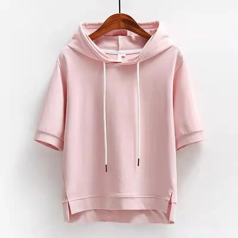 Korte Mouwen Hoodie Katoen (Dames)