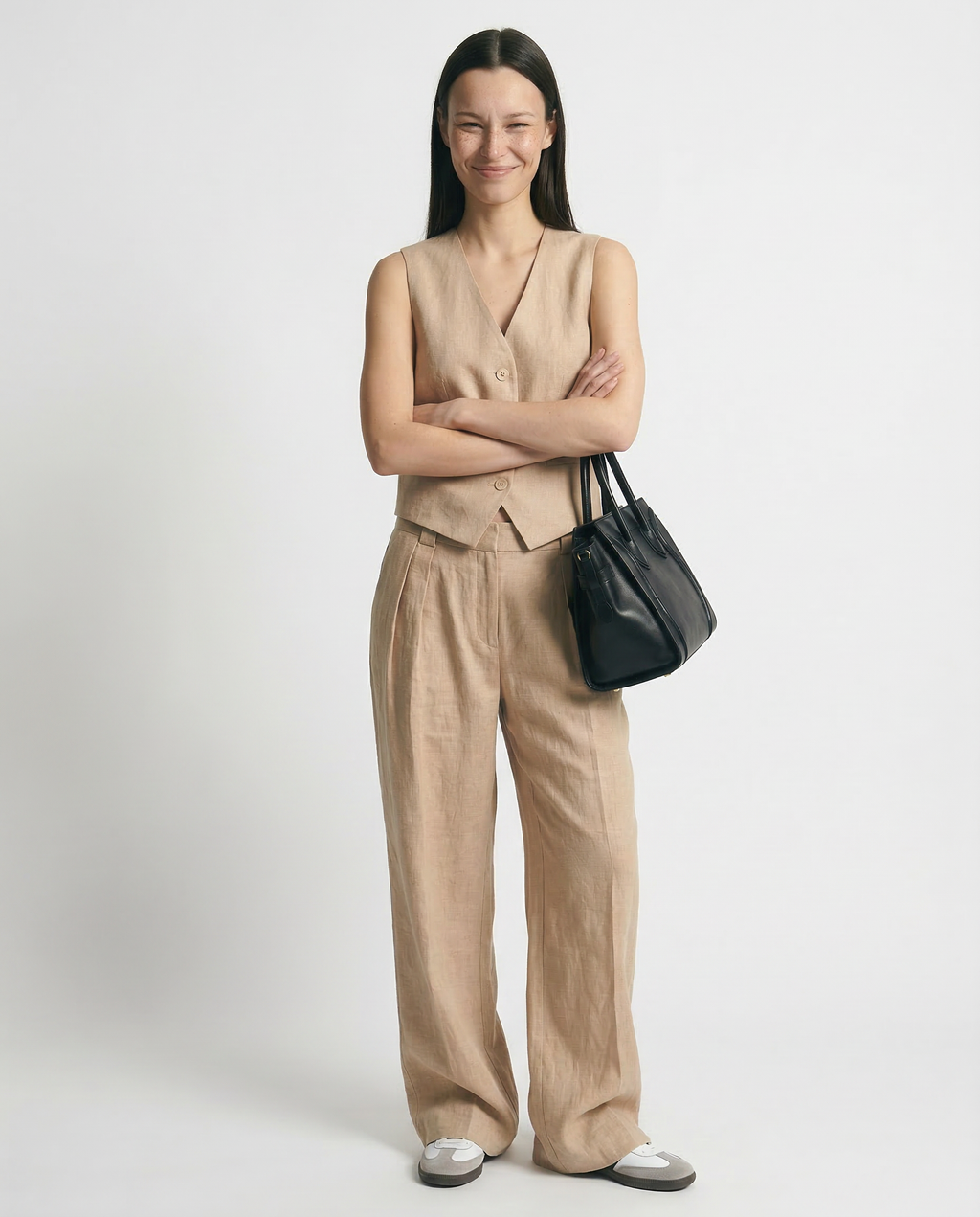Linnen Dames Set Wijde Broek en Gilet