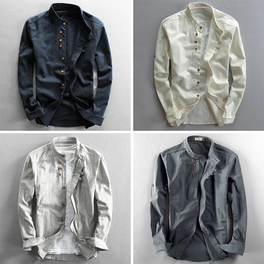 Osaka - White Linen Button Down Shirt, Breathable Cotton Blend, Relaxed Fit 4