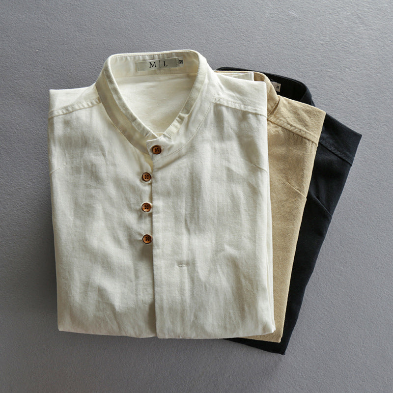 Osaka - White Linen Button Down Shirt, Breathable Cotton Blend, Relaxed Fit 5