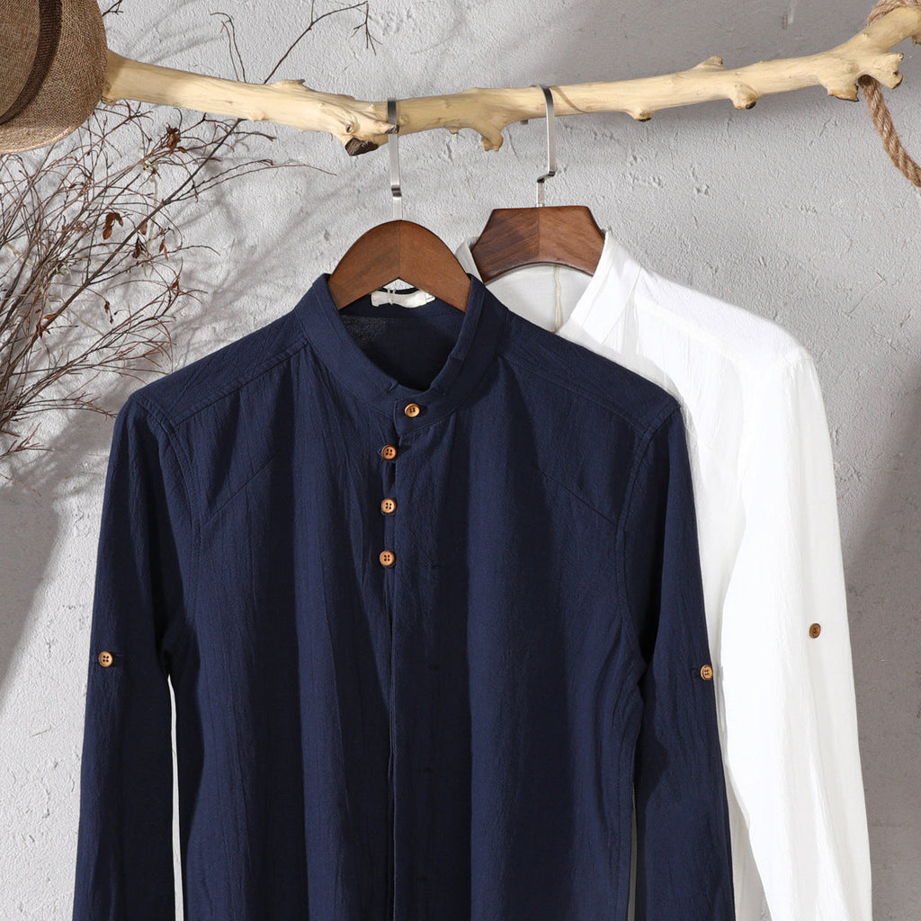 Osaka - White Linen Button Down Shirt, Breathable Cotton Blend, Relaxed Fit 6