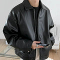 Oversized Leren Bomberjack (Heren)