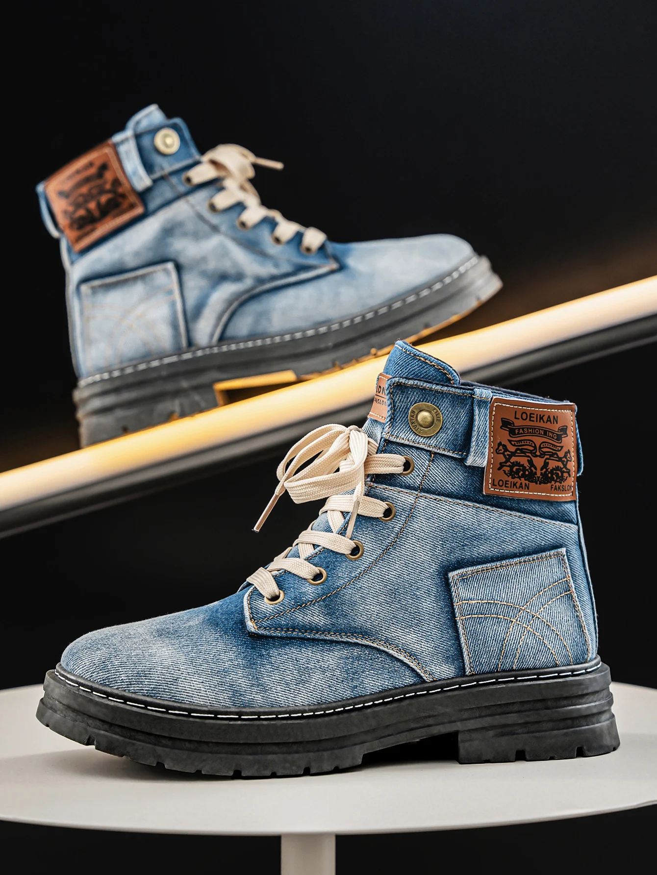 Robuuste Denim Laarzen Met Antislip (Heren)