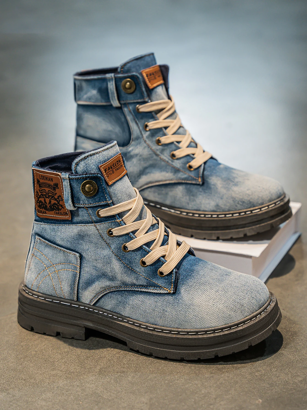 Robuuste Denim Laarzen Met Antislip (Heren)