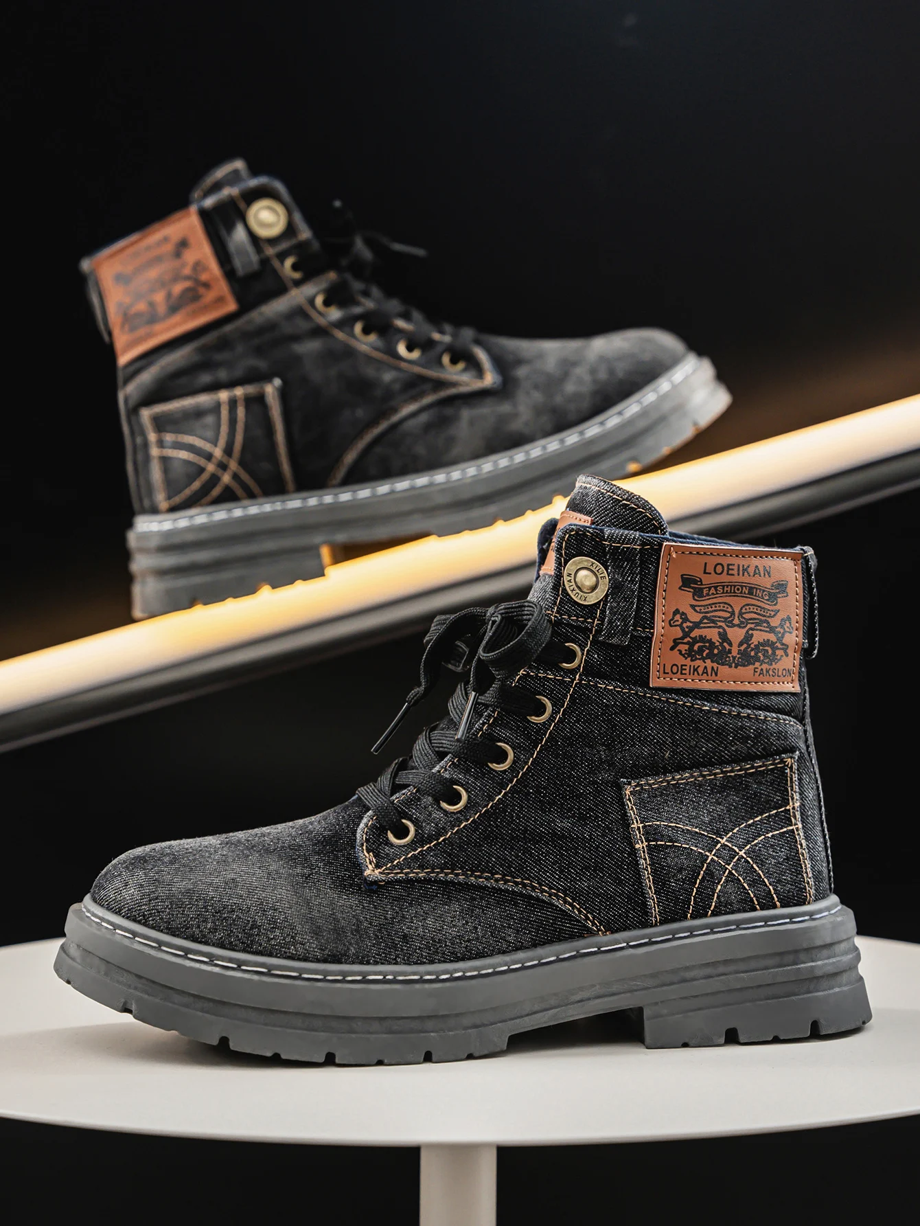 Robuuste Denim Laarzen Met Antislip (Heren)