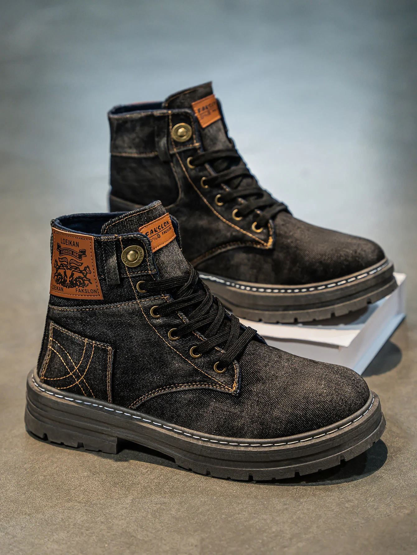 Robuuste Denim Laarzen Met Antislip (Heren)
