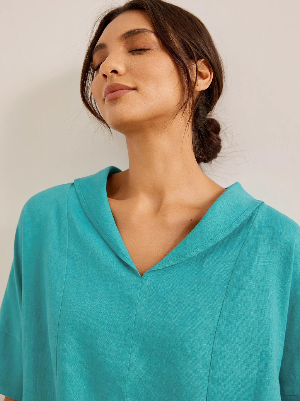 Linnen Blouse met V-hals (Dames)