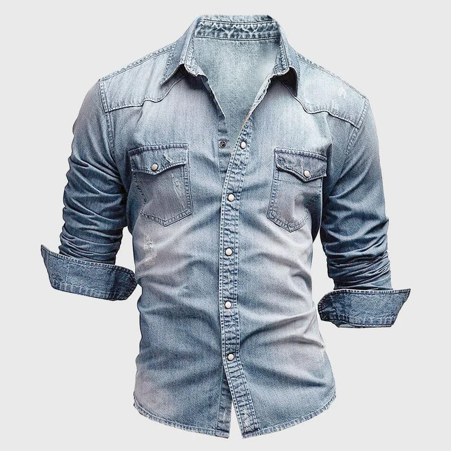 Theodore Willow - Slim Fit Miami Denim Shirt with Chest Pockets 0