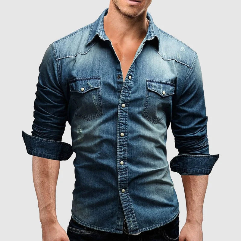 Theodore Willow - Slim Fit Miami Denim Shirt with Chest Pockets 4