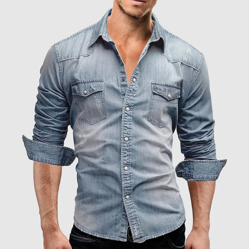 Theodore Willow - Slim Fit Miami Denim Shirt with Chest Pockets 6