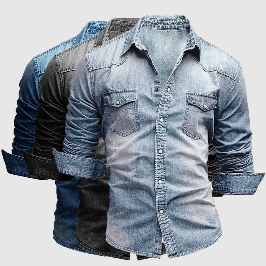 Theodore Willow - Slim Fit Miami Denim Shirt with Chest Pockets 7